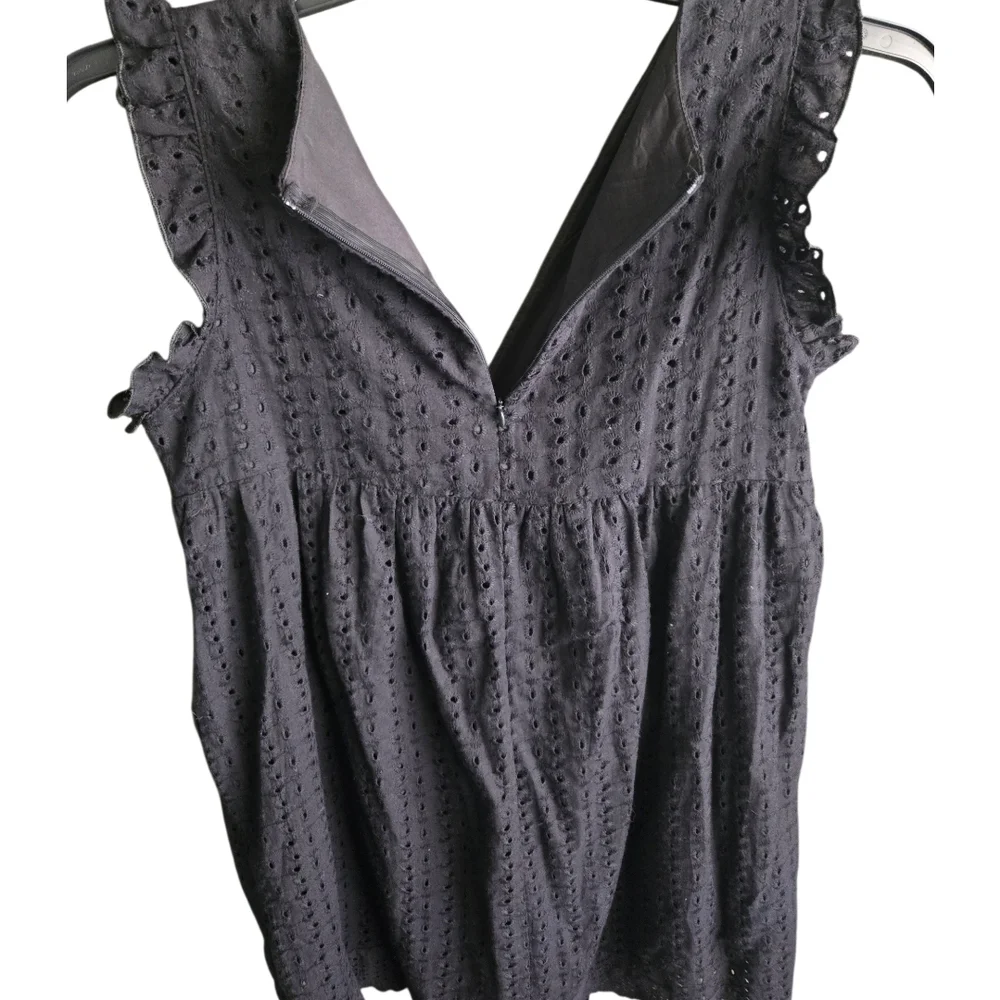 Impeccable Pig Black Eyelet Romper Mini Short Boho - Picture 10 of 10